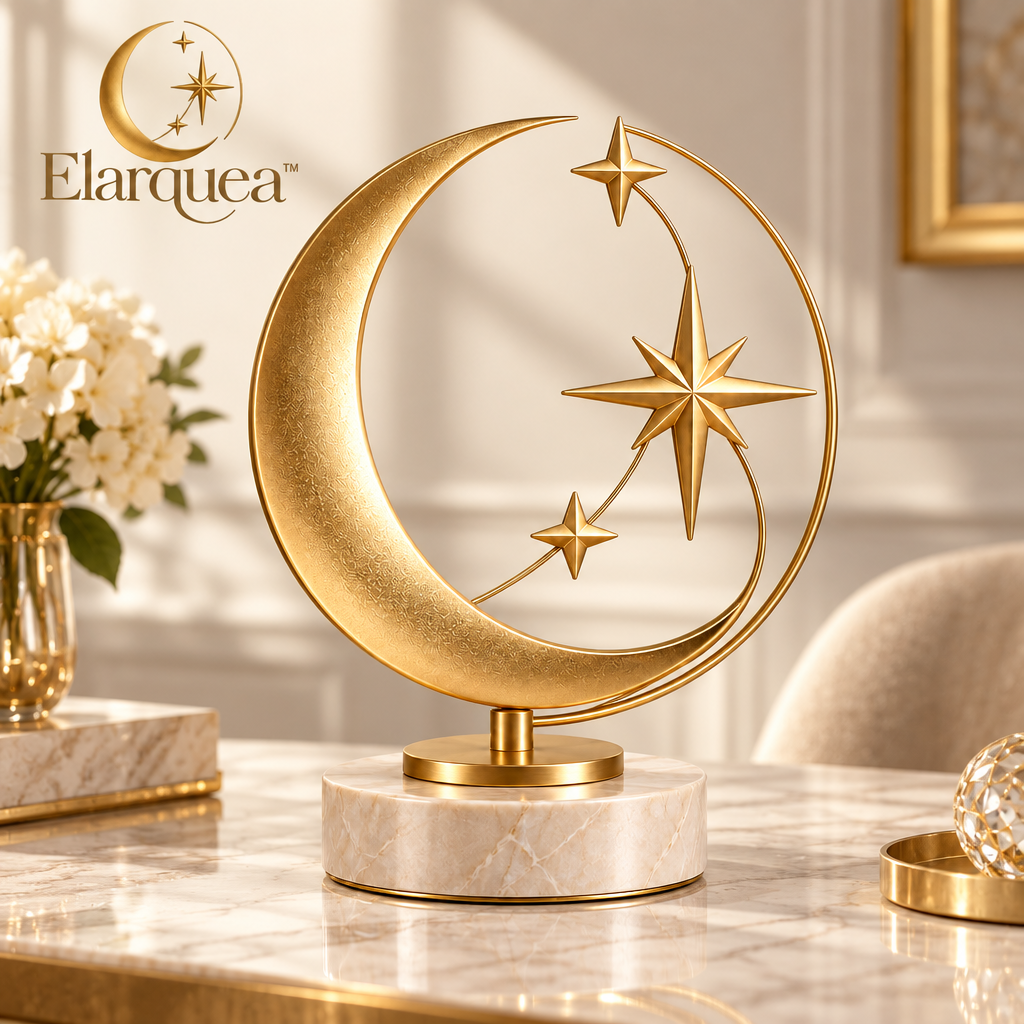 Elarquea™ Crescent & Star Orbit Tabletop Sculpture