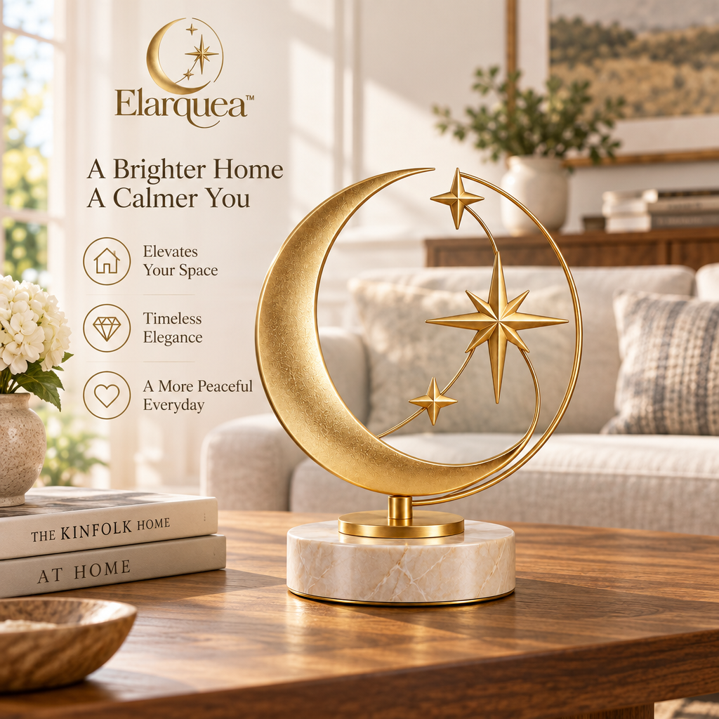 Elarquea™ Crescent & Star Orbit Tabletop Sculpture