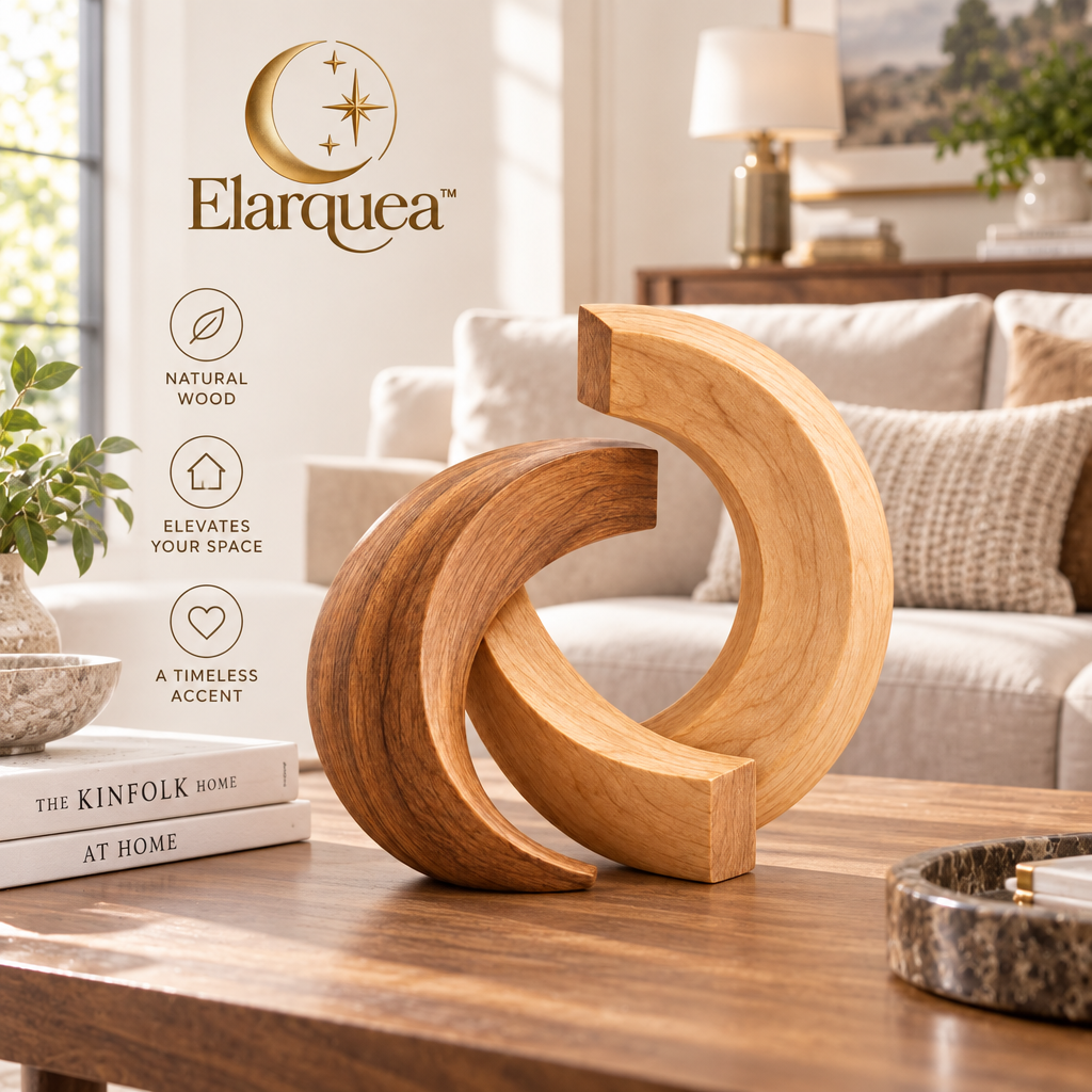 Elarquea™ Interlocking Arc Minimalist Wood Sculpture