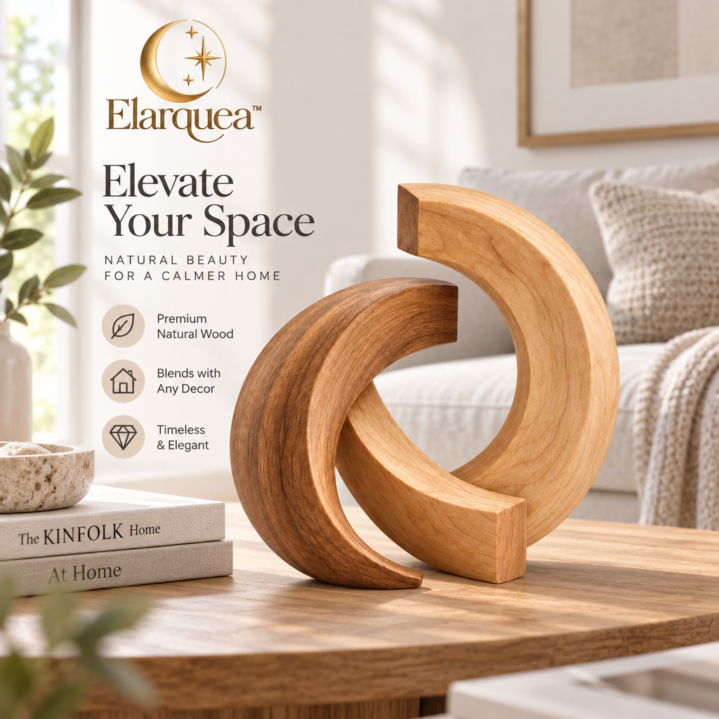Elarquea™ Interlocking Arc Minimalist Wood Sculpture