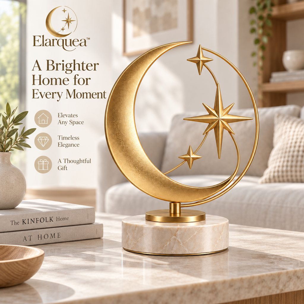 Elarquea™ Crescent & Star Orbit Tabletop Sculpture