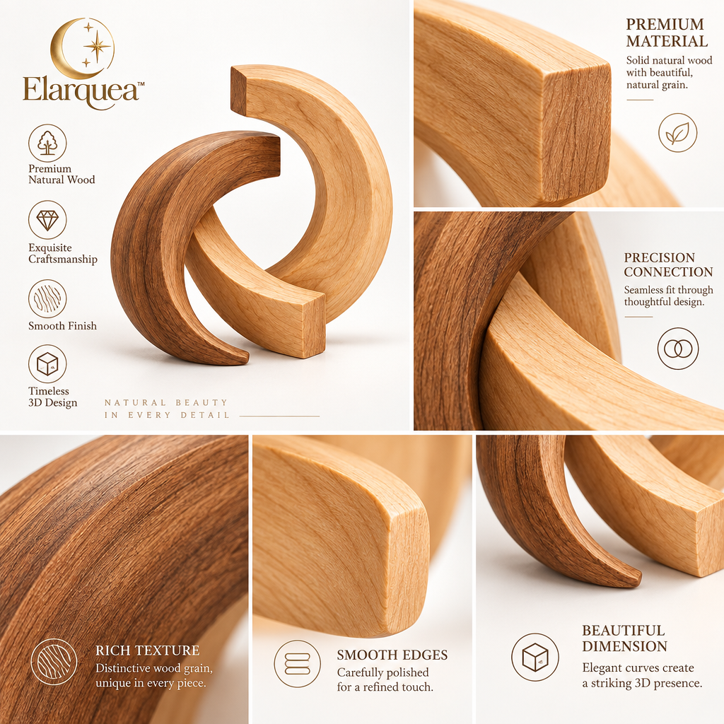 Elarquea™ Interlocking Arc Minimalist Wood Sculpture