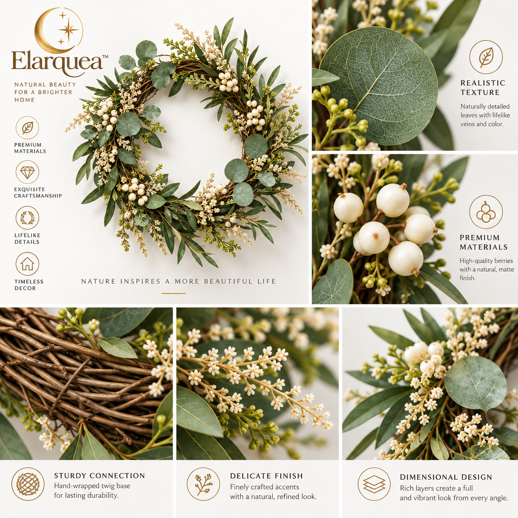 Elarquea™ Modern Natural Decorative Wreath