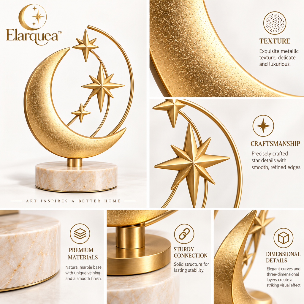 Elarquea™ Crescent & Star Orbit Tabletop Sculpture